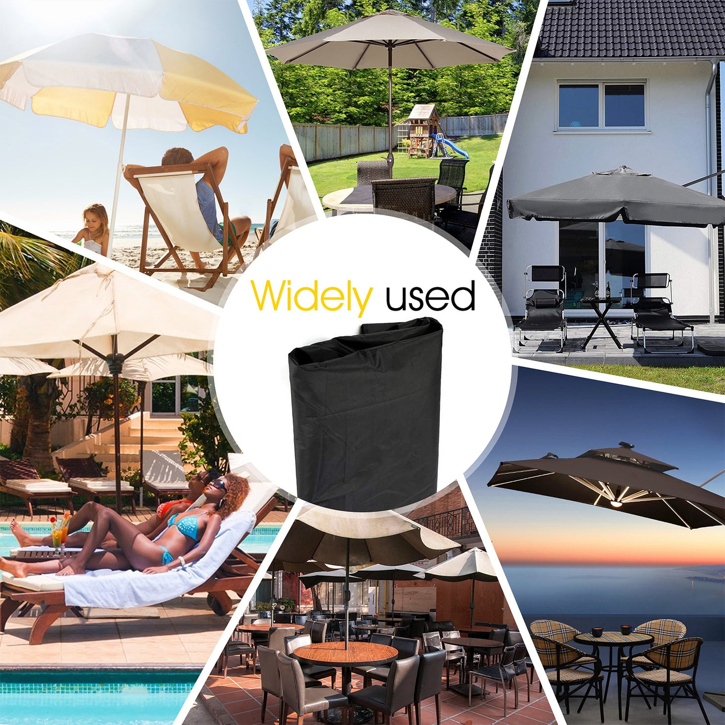 Parasolhoes - Afdekhoes - Weersbestendig - Waterdicht - Tuin - Outdoor - ø 200 tot 320cm - polyester - Met Ritssluiting - Met Bewaartas